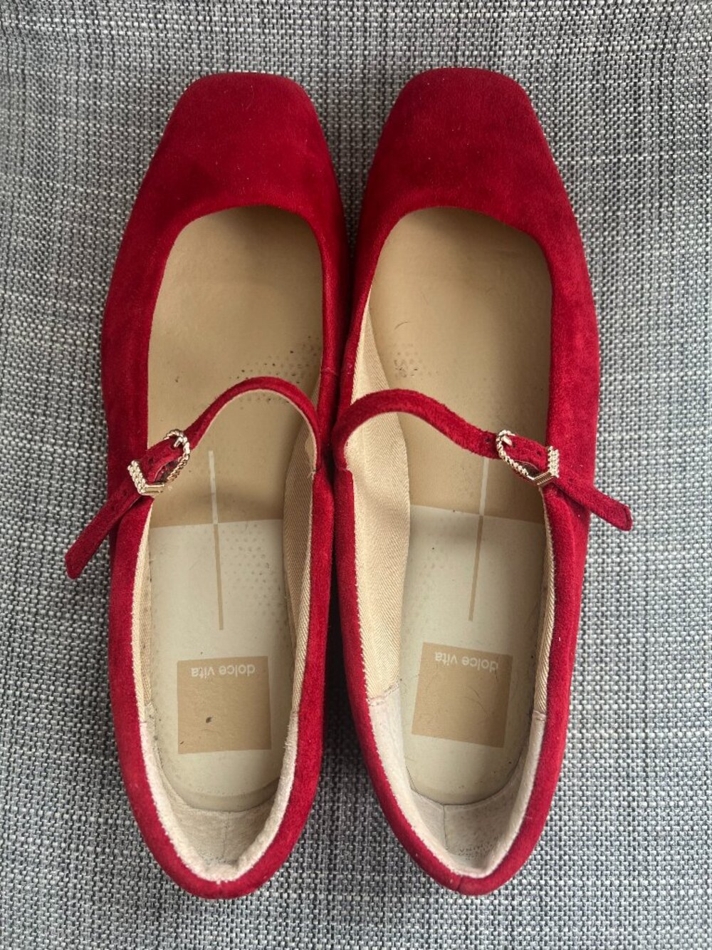 Dolce Vita Reyes Crimson Red Suede Mary Jane Ballet flat Size 7.5